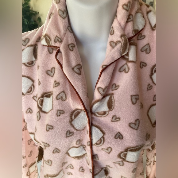 Pink & Brown Button-Up Fleece Pajama Set - Picture 7 of 13
